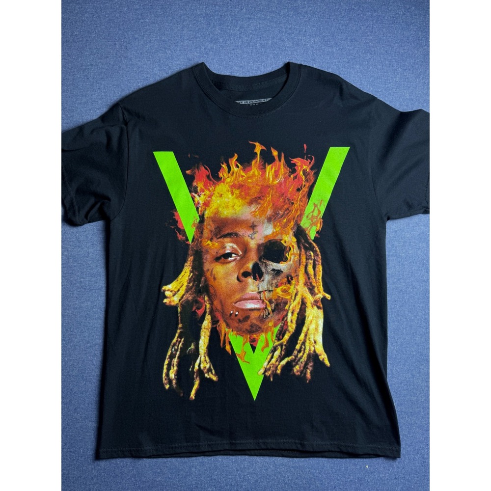 Lil Wayne 2019 North American Tour T-Shirt Mens Medium Black Neon Green Graphic